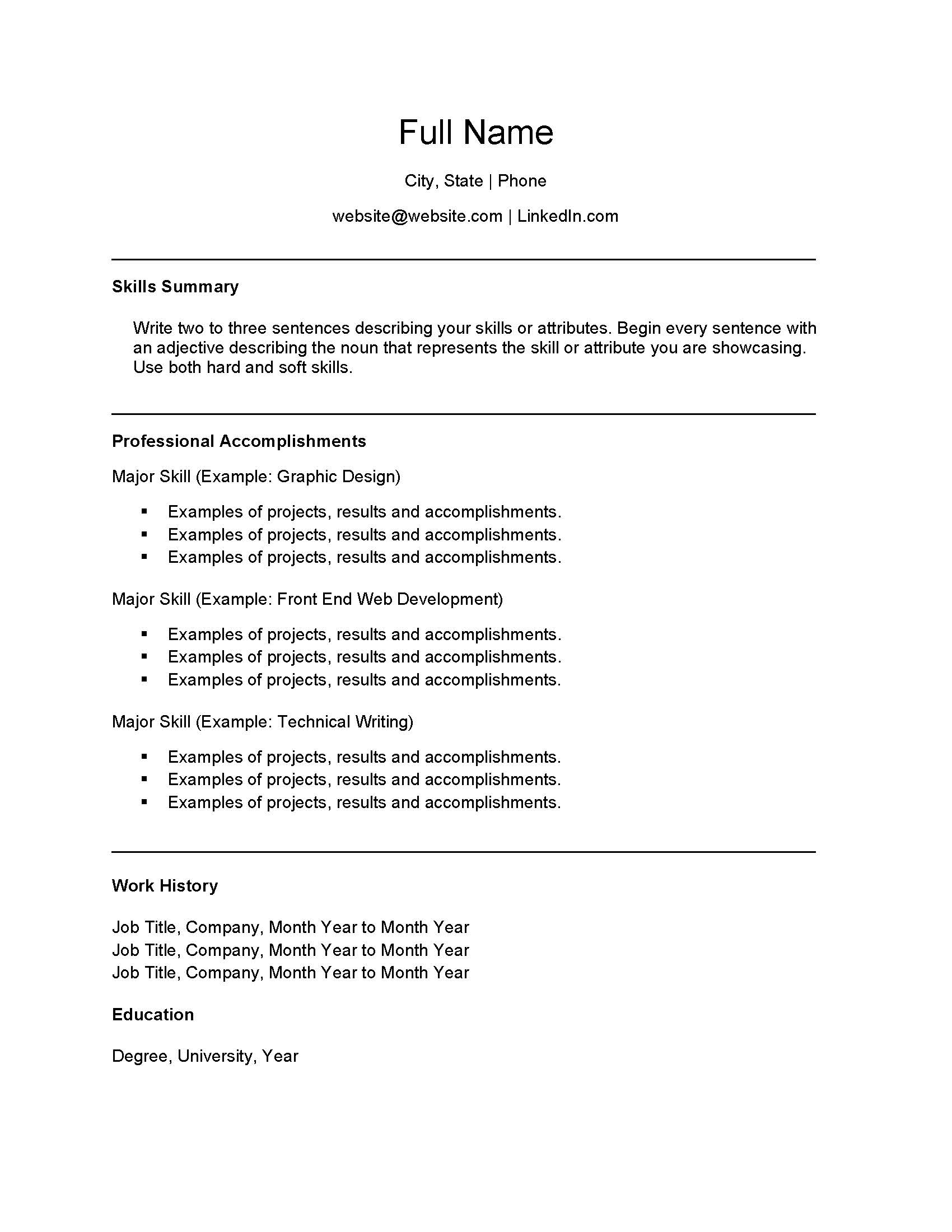 Functional Resume Layout 4