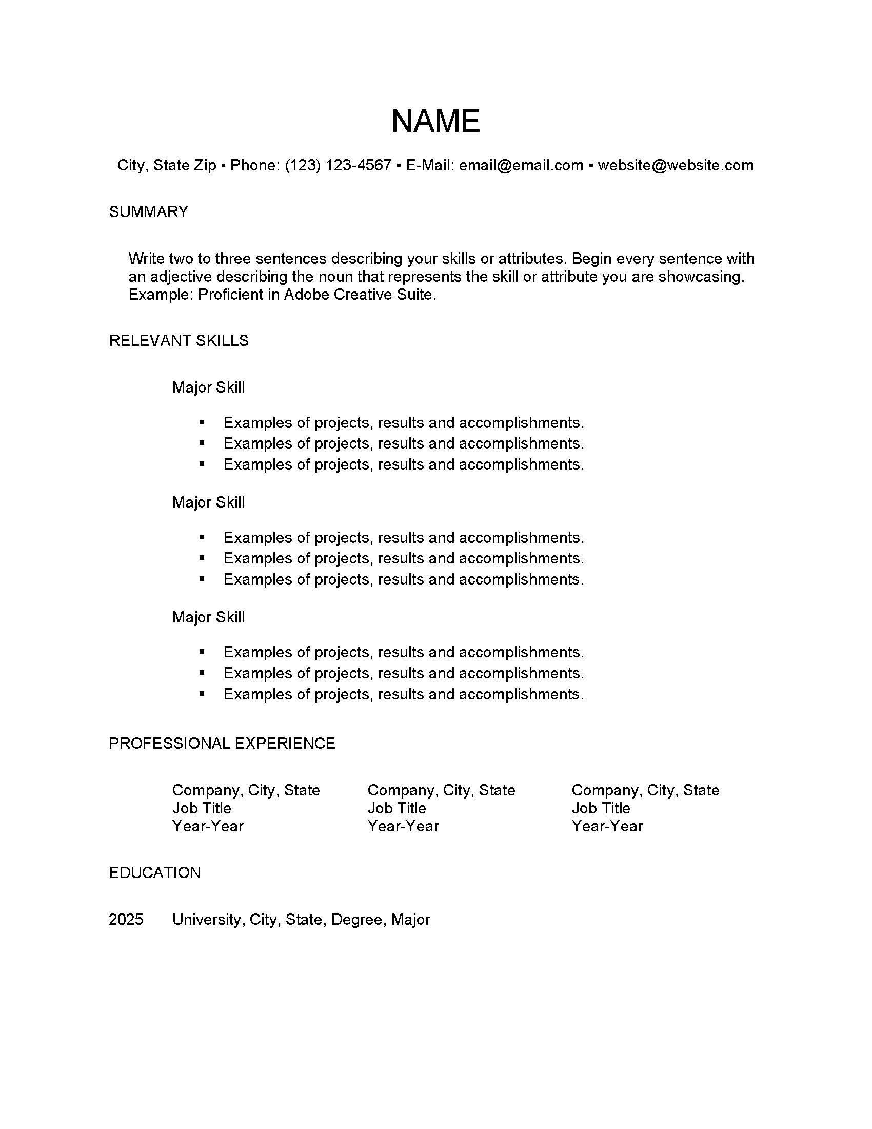 Functional Resume Layout 1