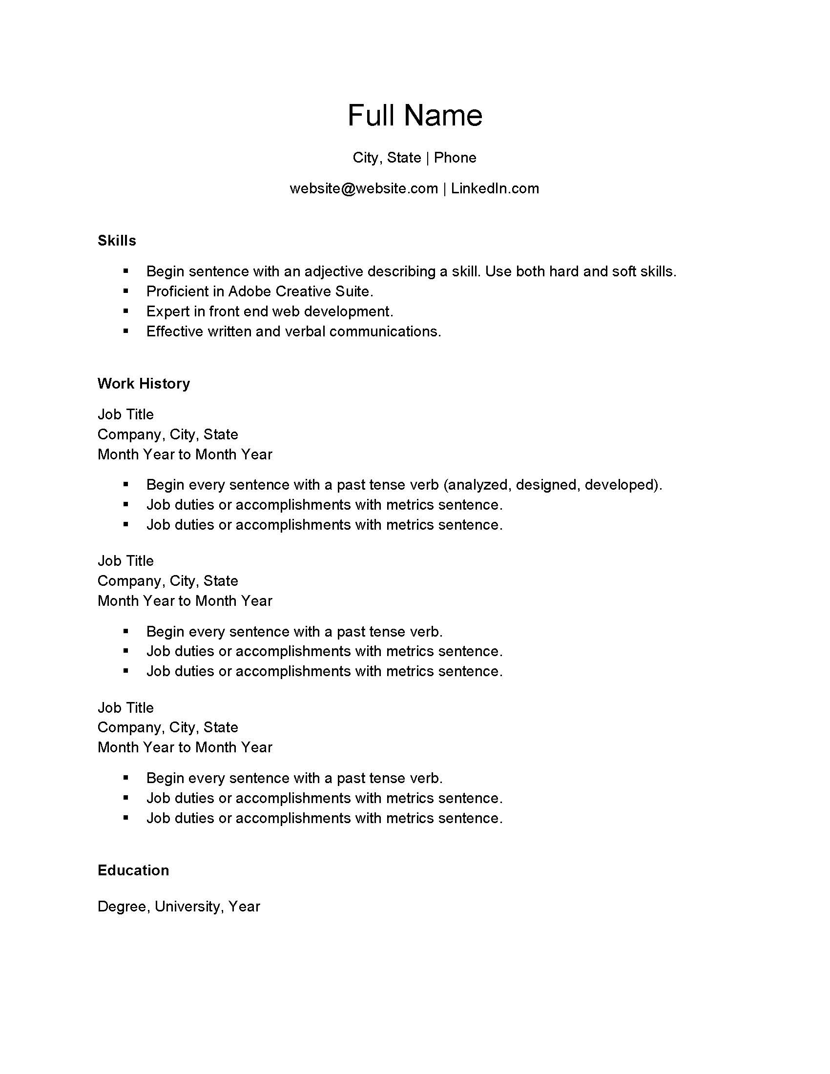 Hybrid Resume Layout 4