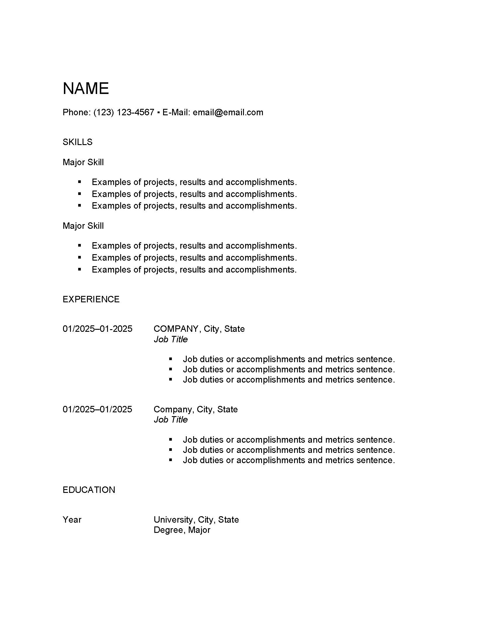 Hybrid Resume Layout 1