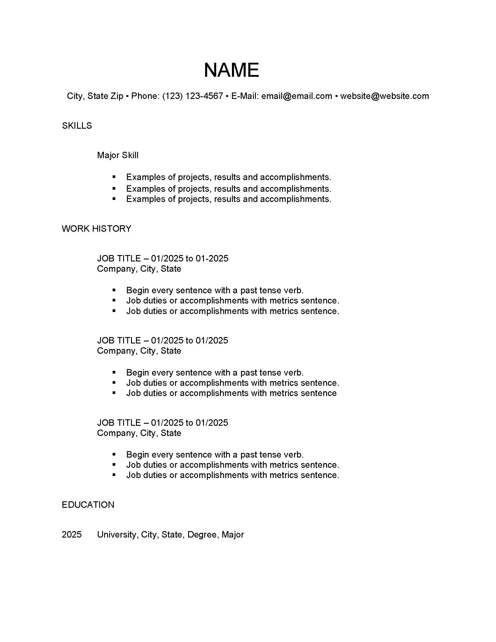 Hybrid Resume Layout 2