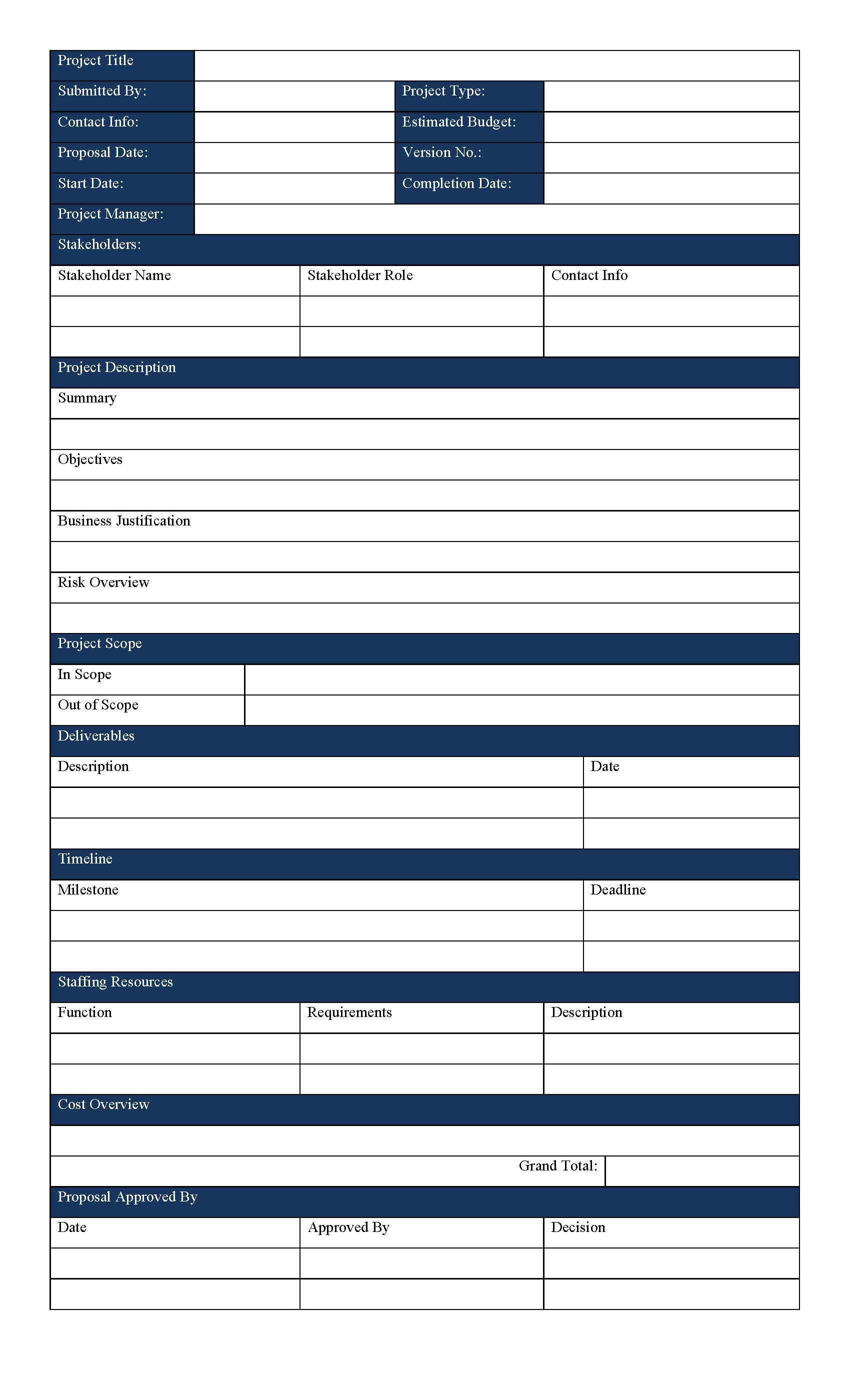 Download 8.5 x 14 Justification Report Proposal Template