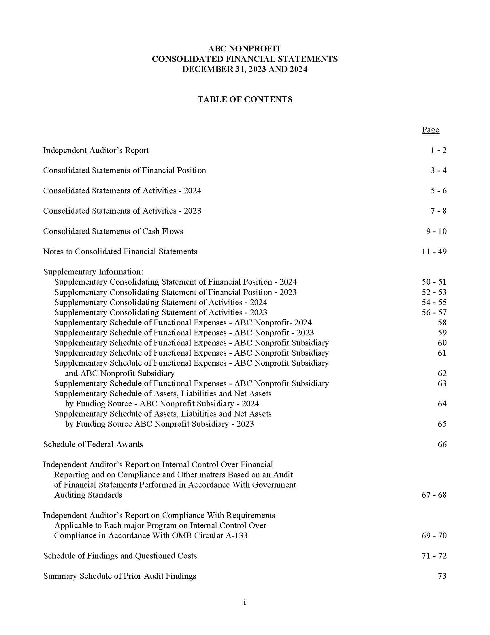 Table of Contents